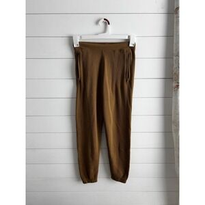 SKIMS Thermal Joggers Pants Brown‎ Ribbed Zipper Pockets Lounge XS 0554